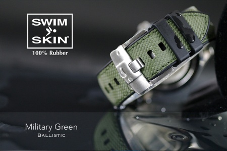 Каучуковый ремешок RUBBER B для NAVITIMER 45 и 46 мм. Цвет: SwimSkin® Ballistic:Military Green Ballistic