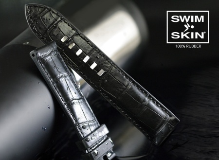 Каучуковый ремешок для Premier Chronograph 42 мм. Цвет:SwimSkin® Alligator: Jet Black Alligator