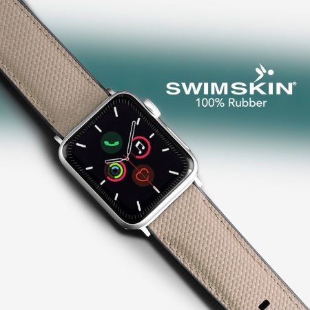 Каучуковый ремешок для Apple Watch 42 мм. (Серебряные коннекторы). Цвет: SwimSkin® Ballistic: Sahara Tan Ballistic