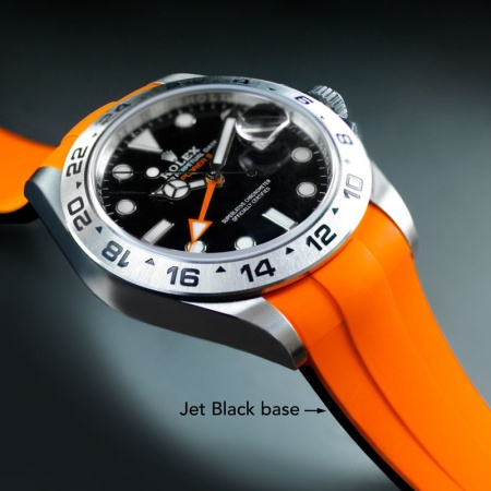 Каучуковый ремешок для Explorer II 42 мм, 226570. Для оригинальной застежки Rolex (не включена в комплект). Цвет: Vulchromatic: Mandarin Orange / Jet Black