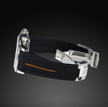 Каучуковый ремешок для Datejust II, 41 мм. Оригинальная застежка Rolex (не включена в комплект). Цвет: Vulchromatic: Jet Black / Mandarin Orange