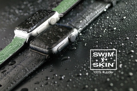 Каучуковый ремешок для Apple Watch 49 мм. (Черные коннекторы). Цвет: SwimSkin® Ballistic: Military Green Ballistic