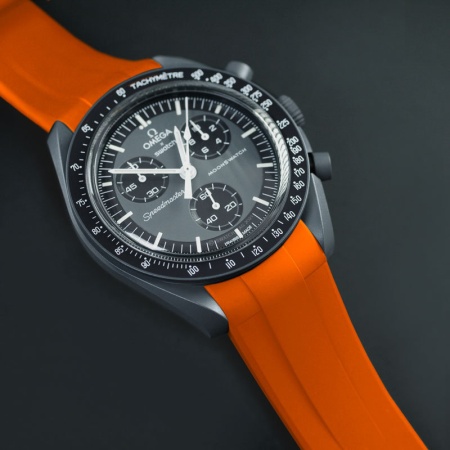 Каучуковый ремешок для Speedmaster MoonSwatch. Цвет: Solid: Mandarin Orange