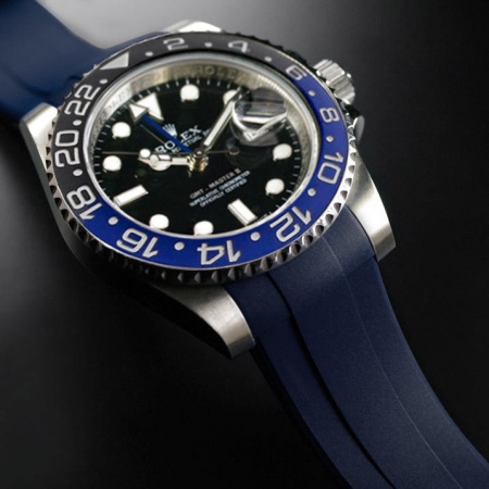 Каучуковый ремешок для GMT MASTER II, керамика для оригинальной застежки Rolex (застежка не включена в комплект). Цвет: Solid: Navy Blue