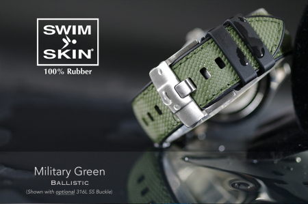 Каучуковый ремешок для NAVITIMER 43 мм. Цвет: SwimSkin® Ballistic: Military Green Ballistic