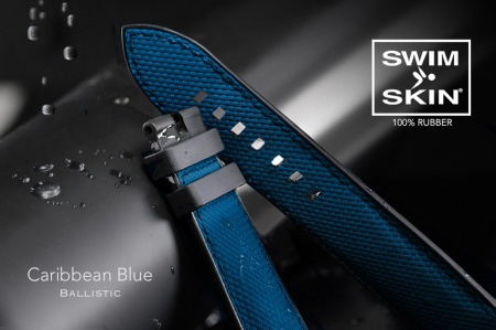 Каучуковый ремешок для NAVITIMER 43 мм. Цвет: SwimSkin® Ballistic: Caribbean Blue Ballistic